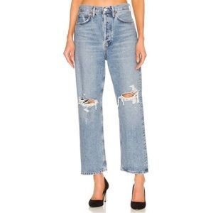 Agolde Blue Distressed Ankle Jeans